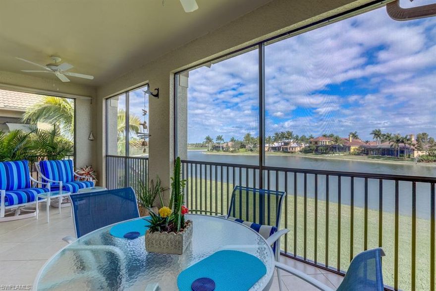 AGGRESSIVELY PRICED! LOWEST PRICED OPEN LAKE VIEW IN PLAYERS COVE AT LELY RESORT! Gorgeous lake and golf course views from the large lanai are waiting for you in this 2nd floor, 3 bedroom, 3 bathroom and den condo. The spacious open floor plan is designed perfectly for entertaining with a custom bar area off the dining room with sink and wine cooler. Guests will enjoy the privacy of en suite bathrooms in both rooms and the afternoon sun on the front Juliet balcony.  Enjoy the light and bright breakfast area and the relaxing views of the lake from your screened lanai. This unit has a large two car garage and is ready for an elevator to be installed. The wonderful amenities of The Players Club and Spa are located directly across the street, 13 tennis courts, 2 resort pools, lap pool, bocce courts, full service spa & fitness center, full service dining and tiki bar.  Lely Resort also offers 2 public golf courses and one private golf course.  Schedule a showing now to sample the Lely lifestyle.