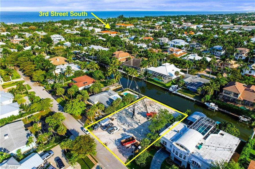 This beautiful Coastal Contemporary waterfront home invites you to the Aqualane Shores neighborhood of Old Naples. With over 8100 total Sq.Ft. of living space, this home open floor plan offers incredible indoor/outdoor living spaces as well as 5 bedrooms with en-suite bathrooms, pool and powder baths, and a private elevator. The first floor features 2 master suites with walk-in showers, free-standing soaking tub, dual sinks, and a vanity area. This ideal location offers a very short walk to the beach and to the shops/dining of historic Third Street South while providing a quiet, non-thru traffic street. Modern design and décor can be found throughout the home, showcasing floor-to-ceiling windows, pocketing sliders, a 2nd-floor wet bar and a true chef’s kitchen with top-of-the-line appliances. Entertaining is a breeze with expansive outdoor living which encompasses a full kitchen with a gas grill, bar seating, dining area, and living area with an outdoor fireplace. Just minutes to Naples Bay with no-bridge, deep water access to the Gulf of Mexico.