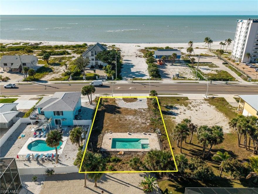 Located in the highly desirable South End of the island, this property offers the ultimate island lifestyle just across the street from the sugar-sand beaches of Fort Myers Beach along the Gulf of Mexico.
Includes association deeded beach Access. 
Indulge in coastal living surrounded by a wealth of recreational opportunities, including scenic nature trails, world-class fishing, and secluded kayaking routes teeming with magnificent wildlife. Whether you’re seeking relaxation or adventure, this location delivers it all. .22 Acres allows for a variety of building opportunities.
BONUS Hot tub and Pool already on lot to incorporate to your design. 

This property is not only perfect for personal enjoyment but also presents a great investment opportunity. The street allows weekly rentals, offering excellent rental income potential. The grandfathered U-shaped driveway provides ample parking—an invaluable feature on the island.

Ideally situated close to numerous restaurants and bars and less than five minutes from Publix, convenience meets paradise.

Make your dream a reality and own the island lifestyle you’ve always imagined.