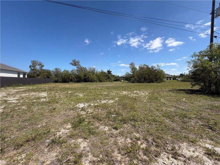 Great opportunity to own a residential lot in a rapidly growing area of Cape Coral. This property is ideally located near shopping, schools, and main roads, offering convenience while still enjoying a quiet neighborhood setting.

Surrounded by new construction and ongoing development, this lot is perfect for building your dream home or holding as an investment in one of Southwest Florida’s most expanding markets. Don’t miss out on this chance to secure your piece of paradise!