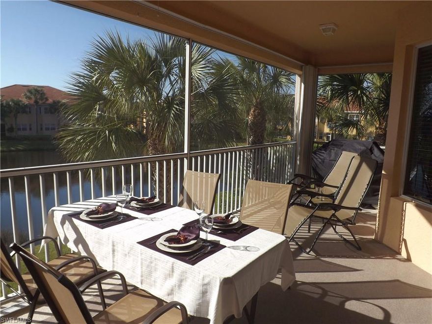 PRICE REDUCTION!! Why are you not here? NOW is the time to relocate! Immaculate upper level Coach Home in the beautiful gated community of Moody River Estates. SPACE for families and guests. PRIVACY and NATURAL LIGHT. Split bedrooms, HIGH CEILINGS, crown molding, elevator ready. Fully screened southern exposure lanai, LAKE VIEW. Open living/dining. LARGE KITCHEN with breakfast bar, eat in nook, walk in pantry, wooden cabinetry, granite, stainless steel appliances. Master suite with tray ceiling, private entrance to lanai, 2 walk in closets, dual vanities, walk in shower, soaking tub, separate toilet. Loft style den. Laundry room. Foyer with 2 storage closets. Attached 2-car garage. New paver driveway and entrance. Accordion style hurricane shutters. CENTRALLY LOCATED, free seasonal trolley to downtown Fort Myers, walking distance to supermarket, pharmacy, golf course, restaurants. Easy access to US-41 and I-75. Amenities include 2 pools, spa, clubhouse, fitness and hobby rooms, billiards, tennis, pickleball, basketball, playground, picnic area, bike and walking paths, boat ramp with direct river access. Being offered unfurnished. All furniture and furnishings negotiable separately.