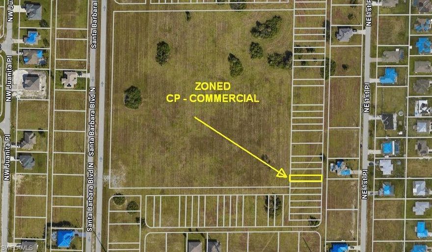 Cleared Commercial Lot (Land) in Northeast Cape Coral, Florida with a Commercial/Professional future land use classification. This is a 1-lot parcel and the dimensions are 25x125. This land is located just off Santa Barbara Blvd North, this entire section is comprised of Commercial Land for future development, within the surroundings of single-family homes and communities. Grocery stores, eateries, schools, parks, shops, health care facilities, banks and major retailers are only 2 Miles away.