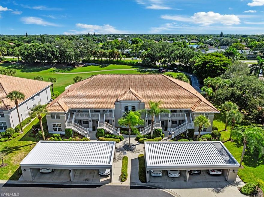 Lowest price per sq. ft. in Stonebridge Golf & Country Club!! Located in the highly coveted Bundled GOLF Community, there is no waitlist to start teeing off! This open-concept 2nd floor condo overlooking the 14th hole has high ceilings and loads of natural light. New Roof, NO Flood insurance required, recently renovated primary bath, tile in the living areas, stainless steel appliances including precision sensor oven, new exterior paint this year and all white walls make it the perfect piece of paradise. Ideally located in the heart of North Naples, just miles from white sandy beaches! Stonebridge Country Club has incredible amenities including: a fully renovated clubhouse, resort style pool & spa, fine and casual dining restaurants, upgraded fitness center with movement studio, and tennis courts, outdoor fire pits and endless social activities. The golf course was completely redone in 2024, making this one of the best deals in Naples - priced for a quick sale!