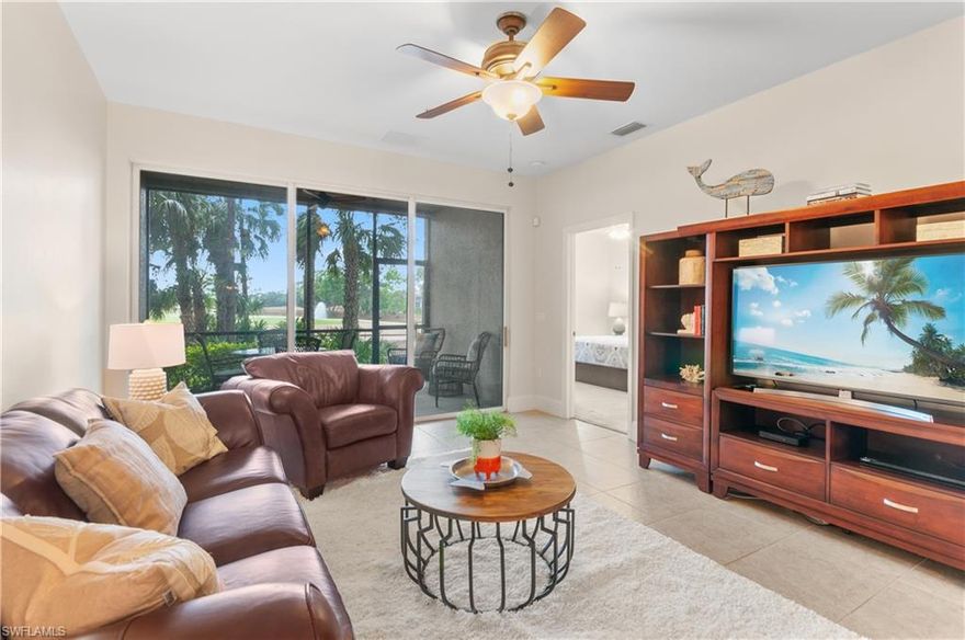 Wake up to peaceful lake views and a beautiful southern-facing backdrop overlooking the 16th green, your own slice of the Florida lifestyle.  A rare opportunity to enter Vasari Country Club at one of the most compelling price points currently available.

This turnkey-furnished 2-bedroom plus den, 2-bath condo in Vasari Country Club offers the perfect blend of comfort, privacy, and scenery. Designed with split bedrooms for ideal guest separation, the home is tucked at the end of a quiet cul-de-sac, creating a peaceful setting. The spacious main bedroom suite features two walk-in closets and a bath with dual sinks, offering both function and ease.

 Offered turnkey, this residence is truly move-in ready and perfect for immediate enjoyment or as a strong rental opportunity.  

Vasari is known for its warm, welcoming atmosphere and bundled golf lifestyle, where championship golf is included with ownership. Enjoy a vibrant amenity package featuring an exceptional practice facility with chipping area, driving range, and putting green, an award-winning pro shop, active tennis program, bocce, and pickleball coming soon. Dining options include the lively Taverna by the pool and the main clubhouse with a 20-seat bar, TVs, and terrace dining overlooking the course.

Perfectly located near Gulf beaches, RSW Airport, downtown Naples, Fort Myers, and Seed to Table—this is where convenience meets lifestyle.