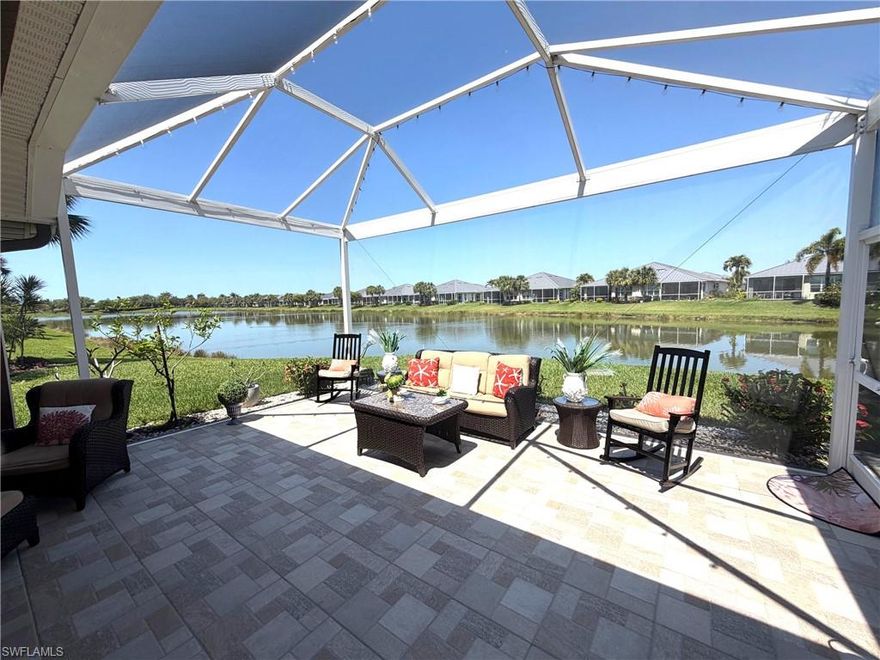 Wake up every day to shimmering water views in the highly sought-after community of Sandoval! This stunning 3-bedroom, 2-bath annual rental welcomes you with a bright and airy open floor plan, designed to effortlessly blend comfort, style, and everyday living. Featuring tile flooring throughout, this home offers a sleek, modern feel that is as practical as it is beautiful. The heart of the home flows seamlessly from the spacious living and dining areas into the kitchen—perfect for hosting gatherings or simply enjoying quiet evenings at home. But the true showstopper awaits just beyond the sliding doors… an expanded lanai overlooking a breathtaking long lake view. Imagine sipping your morning coffee as the sun rises over the water or unwinding in the evening with peaceful, picture-perfect sunsets—this is Florida living at its finest. Step into your backyard oasis where mature avocado and lemon trees invite you to enjoy fresh, homegrown flavors right from your own garden. Whether you’re entertaining guests or enjoying a quiet afternoon, this outdoor space is designed to make every moment feel like a retreat. Offered unfurnished, this home is a blank canvas ready for your personal touch. A new roof adds extra peace of mind, while the location within one of Cape Coral’s most sought-after gated communities elevates your lifestyle even further. Residents of Sandoval enjoy resort-style amenities including a clubhouse, sparkling pool, fitness center, tennis courts, and scenic walking paths. Available May 1st, this is more than just a rental—it’s a lifestyle. Homes like this don’t come around often… schedule your private showing today and start living the life you’ve been dreaming of!  LAWN MAINTENANCE AND INTERNET INCLUDED.