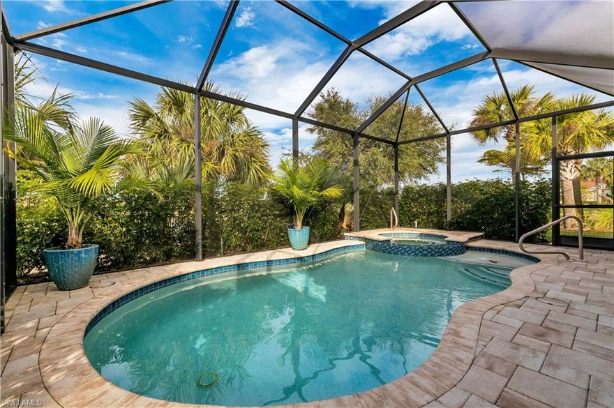 See what it’s like to live the SW Florida Lifestyle! Come and visit one of the most sought after golfing communities in North Fort Myers. Magnolia Landings has an 18 hole Championship Golf Course that meanders through natural pine forests and oak groves ensuring the finest golfing experience. Enjoy the luxurious amenities like a 10,000 square foot Clubhouse exuding friendly and inviting ambience overlooking the 4th and 18th greens. Dine at the 5 star restaurant with a welcoming bar to enjoy your favorite beverage with friends and family after a round of golf. This gorgeous home has a resort style salt water Pool & spa with lots of privacy. Built in 2015, this home has gorgeous custom cabinets with granite counter tops and newer high end stainless steel appliances. Soaring 12 foot ceilings with tasteful accessories make this home inviting yet sophisticated. This home has so much to offer. Come and see it now you will fall in love instantly!