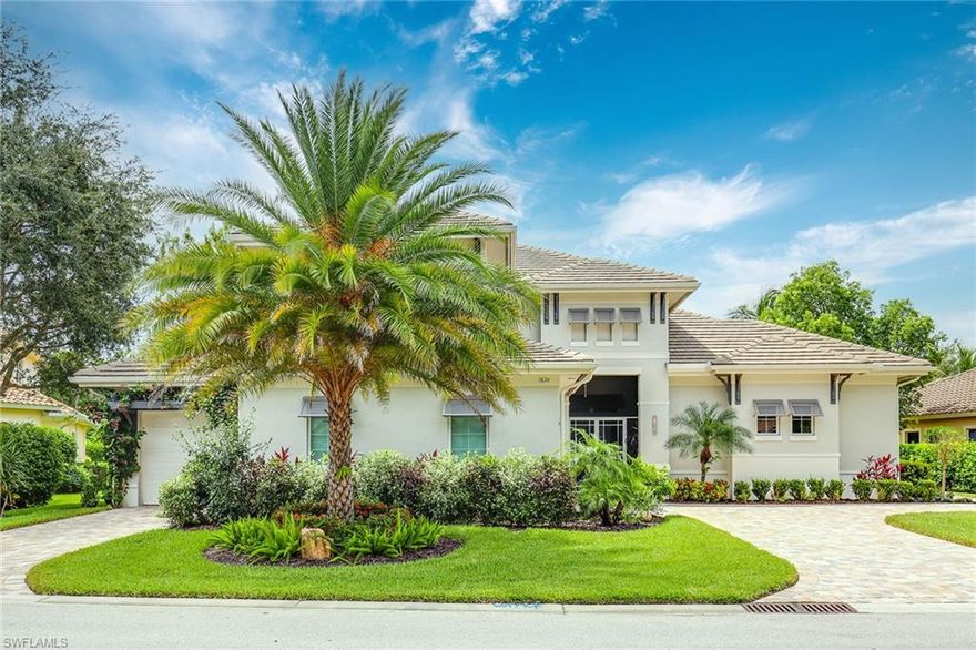 Custom-designed Lundstrom home situated on a premium, oversized preserve, cul-de-sac lot. Access the home through the impressive gatehouse of The Classics Plantation Estates. This home is elegantly designed to provide the ultimate enjoyment of the indoor and outdoor Florida lifestyle and gracious entertaining. Built to meet all expectations with the master and a guest bedroom en suite, office opening to the lanai, custom wine room and sound-insulated TV/media room all on the ground level. The bonus second floor features two en-suite bedrooms and loft living area with coffee bar, sink and refrigerator. Features of this home, too numerous to list, include master French doors to lanai, dressing room, oversized showers, bath access from pool, coffered ceilings, butler’s pantry, Wolf and Sub-Zero appliances, and abundant storage. The customized lanai boasts a gas fireplace, gas and solar heated salt pool and spa and full outdoor kitchen. Award-winning Players Club membership optional with no wait if joined at closing. The Players Club & Spa features formal and casual dining, three pools, fitness center/full-service spa, bocce, championship tennis center with 13 courts and pickleball.