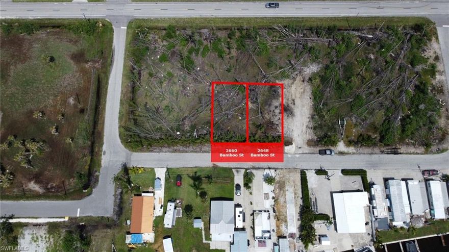 **RARE OPPORTUNITY!** Two adjacent land lots available on Bamboo St. in St. James City. The lots can handle two homes (one on each) or one large one taking up both lots! There are separate listings for each lot - addresses are 2648 Bamboo St & 2660 Bamboo St. Seller also has a corner lot available just several lots down if interested (not yet listed). The Island life is waiting for you and this lot is ready for you to have your new island home on! Surrounded by beautiful island scenery with fishing spots right down the street and restaurants to satisfy your palate. There is a peaceful serenity on Pine Island with lots of walking trails, miles of sidewalk to bike on and beautiful sunrises in St. James City and sunsets in Bokeelia.