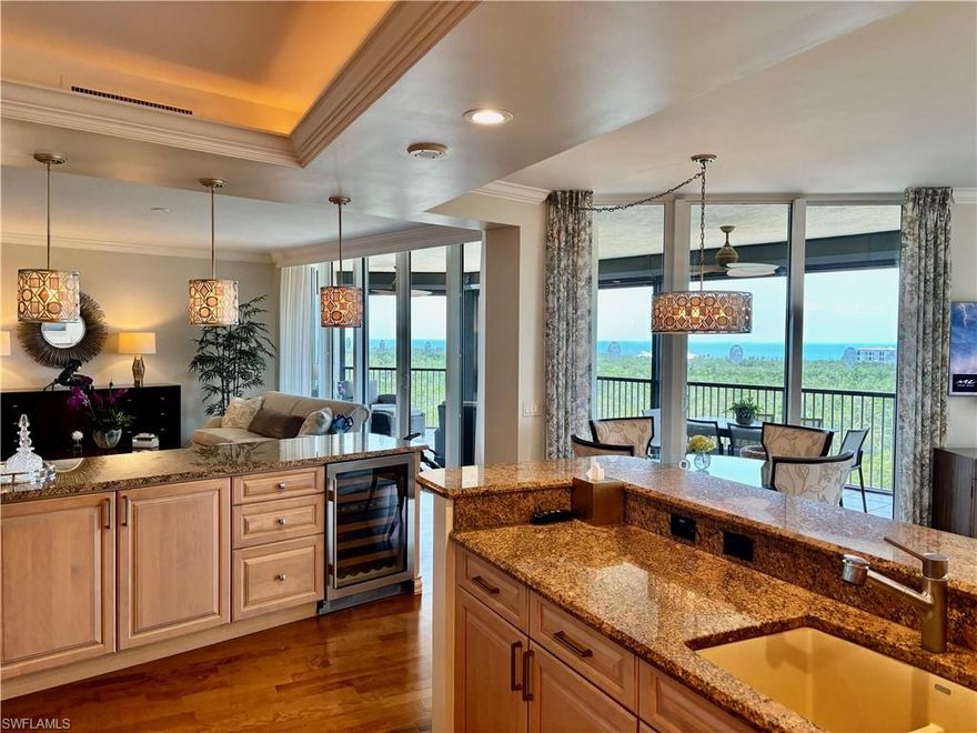 Rare opportunity to own a stunning 3 bedroom - 3 1/2 bath condo in the prestigious Montenero with sweeping views of the Gulf of Mexico! Private elevator entry welcomes you into an elegant and spacious living area featuring an open floor plan, high ceilings and custom finishes. The large gourmet kitchen and den provide plenty of space for entertaining family and friends. A majestic master suite along with 2 additional en-suite bedrooms ensures privacy and comfort for everyone. The Montenero has just completed a comprehensive, multi-million dollar renovation of its entire first floor lobby, social room, card room, theater, billiards room and state-of-the-art fitness center. The Montenero features an expansive, resort-style pool deck, 5 large guest suites and 24/7 concierge/doorman service with access-secured private elevators. This is luxury coastal living at its finest.