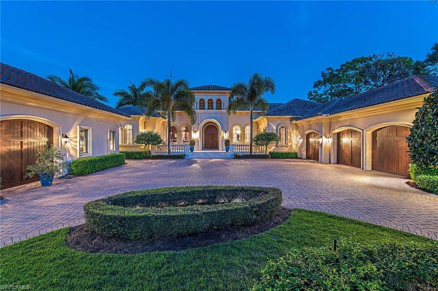From the moment you enter this custom-built estate, the abundant elegant finishes are evident. Built in 2008, this nearly 7,000-square-foot, seven-bedroom, six-and-two-half-bath custom home features a plush theater room, a disappearing-edge lagoon-style pool, a separate cabana guest quarters, a wood-paneled study, a detached guest house and a climate-controlled wine cellar. The breathtaking lake and golf course views can be enjoyed from the covered loggia, complete with luxurious handcrafted cypress wood detail. Nothing has been left out of this gorgeous estate. Additional features include a detached exercise room and golf cart garage, extensive exterior precast detail and neutral marble flooring. Located just minutes from world-class dining, shopping and beaches of Old Naples, the award-winning Grey Oaks Country Club has recently completed a multi-million-dollar renovation including an incredible new lagoon beach entry pool, fire pits, an indoor/outdoor restaurant and bar, a tennis center, a golf training facility and a lavish 30,000-square-foot health and wellness center.
