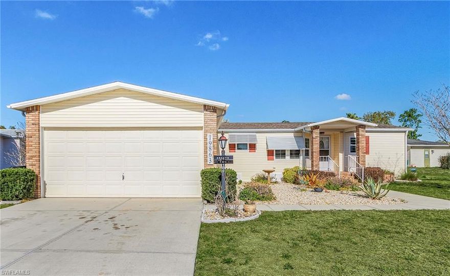 Bring your golf clubs, make friends and enjoy sunshine! Pine Lakes Country Club is a well maintained, amenities rich and very active 55+ community. From golf to bocci, from playing cards to playing corn hole, book club, cruise club, line dancing, bowling, bingo, tennis, billiards - everyone can find something to get involved in! Growing Pickleball club is very active and would welcome experienced players and those wanting to learn the sport. Golfers enjoy privileges at both Pine Lakes and Lake Fairways Golf Clubs. Membership is available but is not mandatory. Want some solitude? Hide in a library with your favorite book or soak in the sun poolside. Walkers and bikers enjoy miles of sidewalks, plus Pine Lakes is a pet friendly community. 
When you are done playing for the day, come home to enjoy the evening and catch a glimpse of the lake and sunset from your private open patio. This comfortable and updated home offers 1600 sq feet of living space, with 2 bedrooms, each with its own updated full bath, breakfast nook, formal dining and living, and an all-seasons Florida room - this home has enough space for everyone. 
Remodeled in 2024, your kitchen comes with shaker style white cabinets and epoxy countertops to match the FL sky. Other recent updates include: vinyl plank flooring (no carpet anywhere), bathrooms remodeled and updated in 2023, 2020 kitchen appliances, 2021 ceiling fans, 2024 tankless water heater, 2016 AC. High impact hurricane windows were installed in 2024 to add the peace of mind.
And last but not least, very affordable manufactured home where you OWN THE LAND (NO LAND LEASE FEES) and HOA dues of $368/mo ($2210 paid every 6 months) that cover grass mowing, trimming, access to the amenities, gated access and maintenance of common areas. Flood insurance is not required when taking a mortgage. No CDD. County taxes only, no city tax. Schedule your appointment today and make Pine Lakes your permanent home or winter escape!