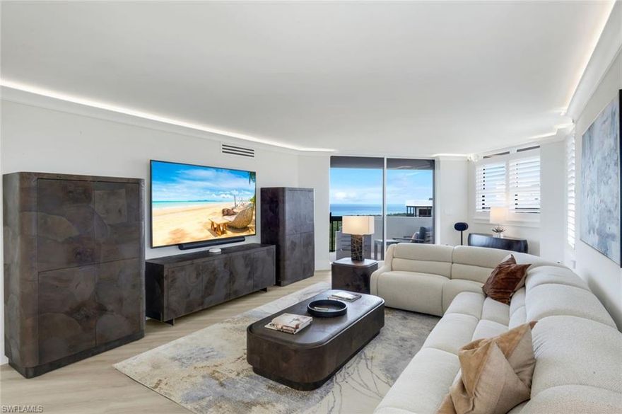 Stunning 16th-floor Gulf views! This beautifully completely remodeled 3BR/3BA residence features three large private balconies with miles of breathtaking vistas, delivering exceptional indoor-outdoor living and an elevated coastal lifestyle.

 Offering over 2,500 square feet of living area, this residence also includes a large private storage unit conveniently located on the same floor, as well as an assigned underground parking space.

The Grosvenor’s dramatic central atrium rises from the lobby to a breathtaking 21-story greenhouse-style domed ceiling, creating a truly unique and light-filled atmosphere unlike any other in Pelican Bay.

Residents enjoy a resort-style pool with a whirlpool spa, a beautifully appointed barbecue area with state-of-the-art grills, and inviting outdoor spaces with tables for socializing both day and night, all surrounded by lush, meticulously maintained landscaping.

Additional amenities include a social room, media room, fitness center, library, and billiard room, along with secure entry doors throughout the building for added peace of mind.

Pelican Bay delivers an unmatched lifestyle, featuring two private beach clubs, miles of pristine white sand beaches, two beachfront restaurants, and a state-of-the-art community center with fitness facilities. Residents also enjoy 21 Har-Tru tennis courts and 10 private pickleball courts, creating an exceptional environment for both relaxation and activity.