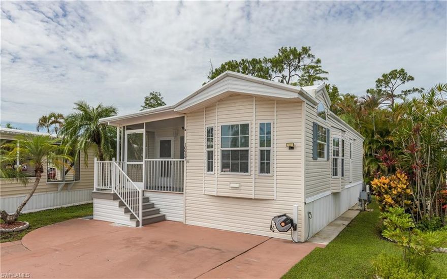 Completely remodeled and located in a NO FLOOD ZONE, this 1998 Chariot home is ideally situated outside the circle and features both front and rear patios, along with a beautifully landscaped backyard retreat. This single-wide home with an addition sits on a full concrete slab with updated tie-downs, offering added peace of mind.
Inside, you’ll find a spacious living area and an inviting eat-in kitchen, perfect for everyday living and entertaining. Ground Dove Circle is exceptionally positioned directly across from the clubhouse and pool, placing resort-style amenities just steps away. Located within Corkscrew Woodlands, a 55+ gated community spanning 123 beautifully maintained acres with 640 homes in the heart of Estero, residents enjoy a true resort-style lifestyle. Amenities include a lakefront lap pool, hot tub, fishing pier, and the ability to paddle-boat or kayak on the 23-acre lake. Miles of scenic walking trails, bridges, and canals are rich with wildlife, complemented by a charming butterfly garden.
A vibrant calendar of sporting and social activities is hosted throughout the community, many held at the main clubhouse, which offers a large event space for concerts, classes, and gatherings. The community is conveniently located near shopping, dining, and I-75. Service or emotional support animals are permitted with approval.
Land is owned—no lot rent. Recent updates include a newer water heater and A/C (2019).