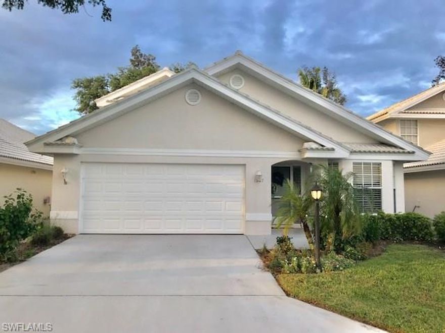 This 3 bedroom and 2 1/2 baths gorgeous single family villa offers one of the best views in the community. Sitting on the river that flows through the backyard and the amazing view of the golf course makes this a must see! This high vaulted ceiling home offers updated appliances throughout and has been maintained extremely well. Both the first floor master bedroom and guest bedroom have beautiful bathrooms and walk in showers accompanied with walk in closets. The 3rd bedroom was made into a den with an office in the closet.New air conditioning unit installed last year , updated kitchen with granite counter tops and bathrooms that have quartz counter tops. This home is move in ready! Community has a pool with clubhouse, tennis courts and friendly neighbors. Just minutes from the beach and local restaurants.