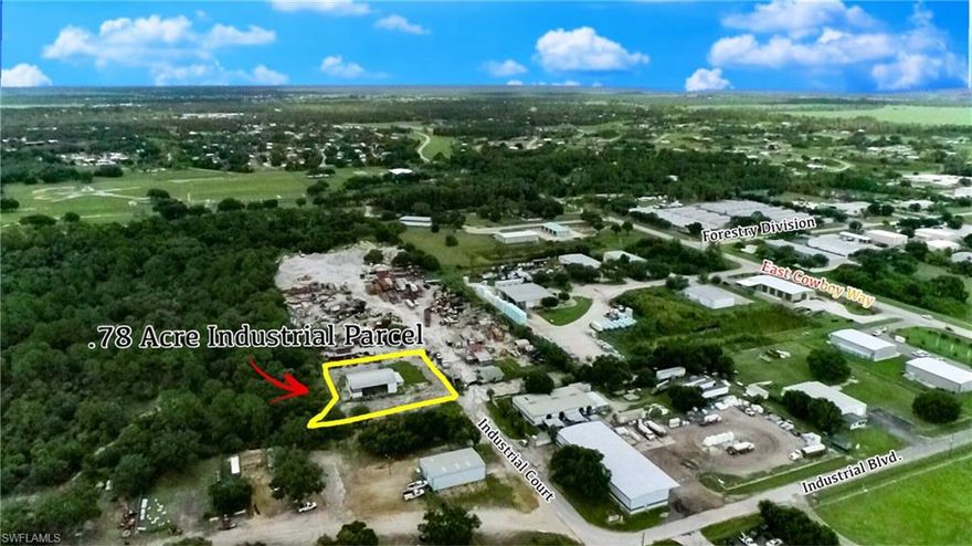 HEAVY INDUSTRIAL ZONING. CONVENIENT LOCATION IN THE CITY OF LABELLE YET OFF THE BEATEN PATH FOR PRIVACY! Seller financing available with 25% to 30% cash down, approximate balance of $150,000 at 6% amortized over 20 years, with monthly payments of $1,074.65 — Less than rent for a heavy industrial site! 0.78 acre site is approximately 175’ x 175’ and is mostly concreted and partially fenced with 6’ chain link fencing and rolling entry gate. Property has a 40 x 60 pole barn like structure with a 15 x 15 office addition, storage area, and bathroom. Property has a well, septic and contained fuel station. OWNER FINANCING — OWNER FINANCING — OWNER FINANCING! CALL TODAY!