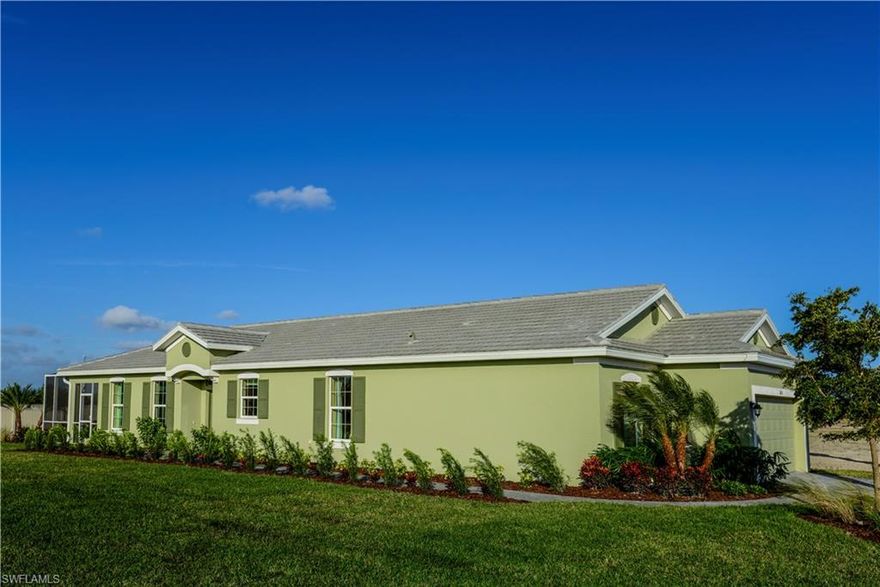 This Ranch style Villa features many extras such as 42” cabinets in the kitchen , extended lanai, tray ceilings, tile floors, glass front door and granite kitchen counter with extended countertop. Located in our beautiful community of Sandoval. Photos of Model.