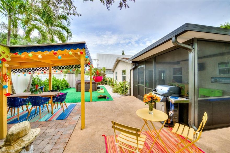 BUYER FINANCING FELL THROUGH, LUCKY FOR YOU! This upgraded, gorgeous beach cottage, located in one of the few short-term rental zones remaining in Fort Myers Beach, is TURNKEY with revenue already booked for 2022. This 3BR/2BA is a "Superhost" on both AirBNB and VRBO - HEAVILY BOOKED FOR SEASON, SCHEDULE YOUR SHOWING BETWEEN 1/17-1/21. This isn't just a cozy Key West-vibe home... it's an income producer from day one! Owner will transfer 2022 bookings and sites completely ready for you, with tips, guidebooks and all! Newer roof (2018), newer fence (2019), new hot tub (2021) and double impact hurricane windows already installed (no shutters needed). All of the appliances, electrical, HVAC and plumbing have a 2-year home warranty that was just renewed. One block from a semi-private beach access, one block from the intercoastal, walking distance to Times Square, Shopping & Dining! But why walk when it even comes with a 6-person electric golf cart! Everything included from the furniture to the linen sets, dishes and beach gear. Once in a lifetime business opportunity or your very own fully equipped Fort Myers Beach retreat.