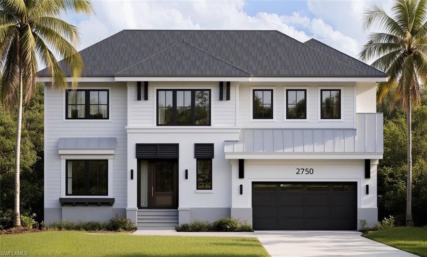 Welcome to 2750 Gulfview Drive where you discover the beauty of waterfront living in this stunning new construction two-story single-family home in the vibrant Bayshore Arts District. Designed by architect A. Michael Johnson and built by G.J. Gardner Homes, this design-forward custom residence seamlessly blends coastal contemporary architecture with modern materials and timeless finishes. Enjoy no HOA restrictions in a prime Waterfront Location providing Direct Gulf Access and No Bridges. Interior Highlights include: en suite bedrooms, upstairs office – perfect as a den, playroom, or flex space, Oversized 8-foot interior doors throughout, Engineered hardwood flooring in main living areas, Luxurious Falaise flooring in bedrooms, Tile flooring in bathrooms and both laundry rooms, Elegant tray and beam ceilings, Open-concept layout with thoughtfully defined transitional spaces. Gourmet Kitchen & Entertaining includes: Gas-powered five-burner range, Premium Thermador appliance package including double wall ovens, Oversized kitchen island with mitered-edge Calacatta Elysio quartz countertops, Hidden cabinet-door entry to butler’s pantry featuring additional sink and Miele dishwasher, and Wet bar with wine storage. Luxurious quartz countertops in all bath and laundry rooms. Master Suite provides Freestanding soaking tub and separate walk-in shower with bench, His-and-her vanities and Walk-in closets, Atlantic Sand matte tile on floors and shower walls. Secondary bathrooms have Odine Ivory matte tile throughout. Main-level primary laundry room with sink and custom cabinetry, Convenient secondary laundry room upstairs, Peace of mind with Hurricane-impact windows and generator, Oversized two-car garage with 13-foot ceilings and additional storage area. Exterior appointments include: Brand-new seawall (completed in 2025 and fully permitted and approved), New lift-ready dock, Dedicated boat washdown spigot and Outdoor shower. South-facing rear exposure bathes the pool in all-day sunlight. Spend time in your Outdoor Oasis with Gas heated pool and spa, Outdoor kitchen with granite counters and Built-in ice maker, Covered lanai with remote-operated wind/bug screens and Edgewater tile flooring, Uncovered outdoor living area ideal for lounge seating, and room for a potential future barrel sauna, or cold plunge. Enjoy proximity to Iconic 5th Avenue South’s spectacular Dining and Shops along with Olde Naples Beaches, Naples Botanical Garden, Eclectic Bayshore Arts District Restaurants and Galleries. This masterpiece is slated for a May of 2026 completion and offers the perfect fusion of luxury, functionality, and prime boating access to allow one to experience the perfect Naples Lifestyle!