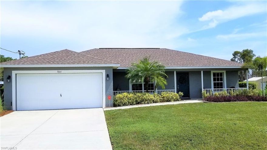 Step into value as you walk into a freshly painted (2020),Interior/Exterior CBS home, stroll past the new manicured landscaped yard that is part of generous 159x68x149 shaped Irrigated fresh water canal lot,which lands you in front of your white rail hedged front porch. As you open the door, the welcoming warm foyer, dark wood floors gleem into a sprawling great room at the center of the home, open and friendly it is the perfect space to unwind with family and friends.The open island kitchen offers space for cooking up the best sunday dinners and adjoined large farmhouse style dining room custom built in bench seating with storage offers space to seat 10+. A bonus room connects with 160ft under air Florida room/Den provides the perfect backdrop for entertaining large a family and guest. Fully updated w/ wood floors, New Paver deck,New Stainless steel appliances 2019,New AC 8/2017, New Roof 8/2018. Here at Mirror Lakes, central water,sewer modern looking clean community budget friendly low cost.No need to worry about water assessments or HOA fees you will find a family-friendly atmosphere in a warm and charming community ST.RD 82 fully widen to 6 lanes into Daniels.The best Value!