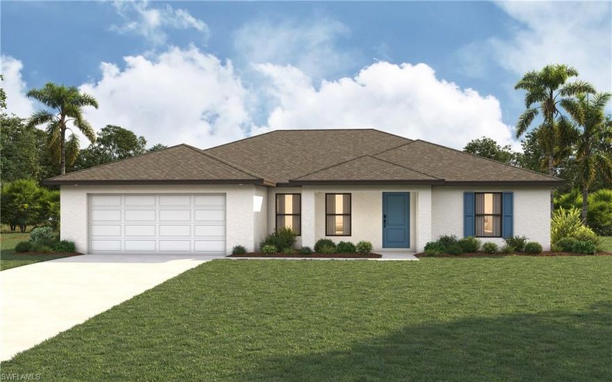New construction with warranty!  *Estimated delivery May 2026.* The St. Augustine blends elegant design with everyday functionality, offering the perfect balance of indoor comfort and outdoor living. A welcoming covered front porch leads into the heart of the home, where an open-concept layout with a vaulted ceiling creates a sense of spaciousness and flow. The dining area with double windows, gourmet kitchen with a freestanding island and pantry, and expansive Great Room with sliding glass doors all work together to maximize natural light and create an inviting atmosphere. Step outside to the large covered lanai—ideal for relaxing or entertaining.  The private Primary Suite is a true retreat, featuring two generous walk-in closets and an en-suite bathroom with a dual sink vanity, a tiled walk-in shower, and a large linen closet for added convenience. On the opposite side of the home, three additional bedrooms provide flexibility for family, guests, or the perfect home office.  Additional features include:  Quartz countertops in kitchen and baths, Shaker-style cabinetry with soft-close doors, stainless steel kitchen appliance package, upgraded plank tile flooring in main living areas, hurricane-impact windows and doors, covered entry, and an attached 2-car garage with direct access to the laundry room.  Pictures, renderings, & virtual tour are of similar home & are used for display purposes only.
