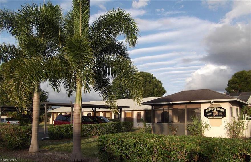 Great poolside condo in a 55+ community! Motivated sellers!! Water and sewer are in and all assessments 
PAID!!! Furniture is included but not required. This home has a great room floor plan with 2 bedrooms and 2 baths.  Sliders from kitchen lead to screened-in lanai to watch the sunrise or just relax. This is an end unit located right next to the screened-in pool area with spa/hot tub and community grilling area. Only eight units total in this 1 story quaint condo complex. The new 2015 washer and dryer are stack-able and located in the unit. New AC installed Jan 2016. Great location off of Skyline Blvd near Pine Island Rd with restaurants, stores, churches and banks are all close by. Come see this one!