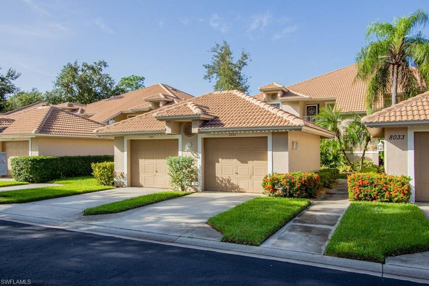 Beautiful first floor, end unit condo with lush landscaped view.  Fresh and clean open floor plan with 2 BR / 2 Bath w/Den (or Dining Room) in The Verandas at Tiger Island in Lely.  Upgrades include 2015 master bath shower, 2020 epoxy floor in garage, 2018 air conditioning unit, 2018 roof, building painted in 2017, and 2020 dryer.  Community includes swimming pool, spa and tennis / pickle ball court. Membership to the Players Club & Spa is optional (not mandatory).  The Players Club offers 15 tennis courts, resort-style pool, restaurant and tiki bar and scheduled activities.  Can't decide if you want to be closer to Marco Island or closer to downtown Naples?  -with this location you can have it both ways, right in the middle!