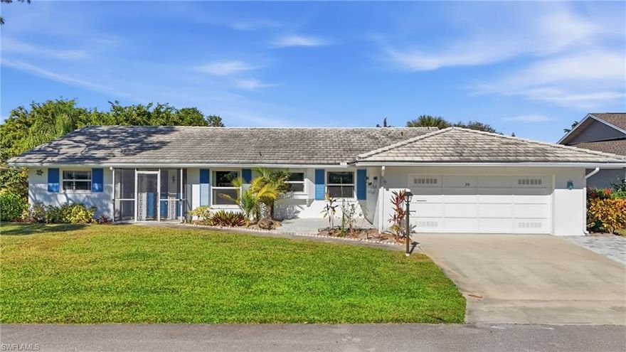 Enjoy easy Naples living in this beautifully updated three bedroom, two bath detached home with a two car garage, ideally located in Lely Villas on a quiet street just minutes from downtown Naples, shopping, dining, beaches, and year round outdoor activities. Light and bright interior features an inviting eat in kitchen, dining area, and a glass enclosed Florida room perfect for relaxing or entertaining. Recent updates include fresh interior and exterior paint, new rugs, newer appliances, a fully painted garage with epoxy floors, newer 2024 air conditioning system, hot water heater, and appliances and washer and dryer included. Split bedroom layout offers privacy for owners and guests. Impact resistant glass and hurricane shutters provide added peace of mind. Flexible rental policy with no pet restrictions makes this an excellent primary, seasonal, or investment opportunity. Low monthly fees include cable, water and sewer, lawn care, and landscaping. Schedule your private showing today and start living the Naples lifestyle.