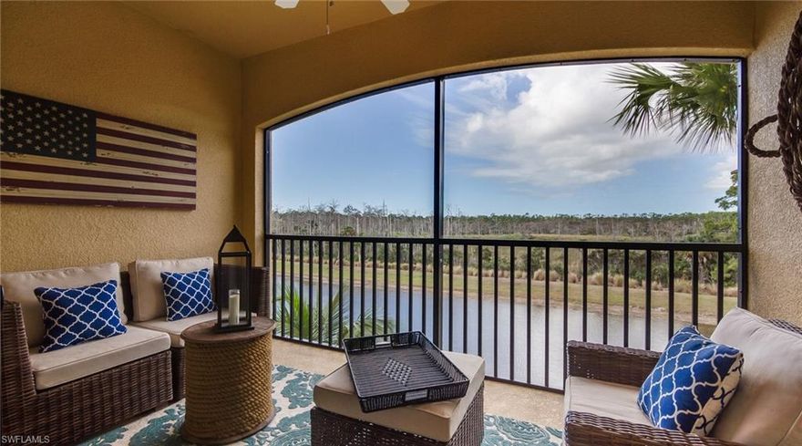 The view is always better from above!  Now available is this exquisite 3rd floor home with TPC golf included.  Custom paint with accented walls greet you as this condo certainly stands out above and beyond the base package offered.  Conveniently located across from the community pool you are also just a quick less than 5 minute walk to the Grand Clubhouse.  Treviso Bay is the world's only TPC Bundled golf course that exists and is waiting for you to become part of the excitement! At Treviso, you're only 15 minutes away from the heart and soul of downtown Naples. Stroll along 5th Avenue and 3rd Street - lined with galleries, cafes, fine fashion boutiques and gift shops. Naples offers choices from pristine Gulf of Mexico white sand beaches, to boating and fishing. Marco Island is just 8 miles south and offers its own vibrant waterfront shopping and entertainment district. Delight in Treviso's beautifully landscaped parks, relax by the fountains, and do not forget to play! Resort amenities include the Rilassare Club featuring resort pool, 8 lighted tennis courts, fitness center and more. What are you waiting for? Come and join the excitement of Naples hottest golf community in years.