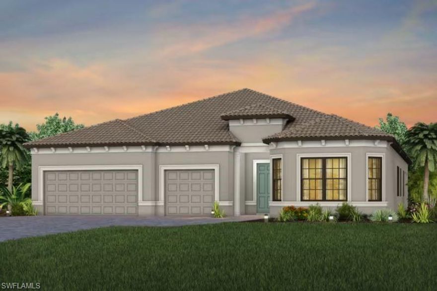 Move to Terreno! This home is being built frfom a dirt lot and will be available October 2024. This Renown new build sits on a peaceful street with a screened in custom pool and spa, with a beautiful preserve view! 3 bedrooms, 3.5 baths, and 3-car garage provides ample space for all guests. All 3 bedrooms feature their own walk-in closet and private bathroom. The flex room has enclosed doors, perfect for working from home or for a bonus room. Make your way into the common area and you will be amazed at the beatiful common living area; the kitchen is a chef's dream and opens up to the cafe and gathering area. Kitchen features include: built in appliances, cabinet style hood, quartz countertops, upgraded kitchen sink and cabinets, soft close drawers, drawer stack, double roll out trays, decorative end panels, under cabinet lighting, pendant pre-wire, walk-in pantry, wine cooler, and more! Tray ceiling @ gathering room with stunning zero-corner sliding door leading to lanai area with beautiful natural light and pool/preserve views! Master suite is nothing short of amazing; tray ceilings in the master, two large walk-in closets, separate walk-in shower and standing tub, & more! Master bath leads to laundry room for convenience! Full laundry upgrade with built-in cabinets and a utility sink. Make your way to the outdoor area and feast your eyes on the stunning screened in pool/spa. Spa is pool integraded. Electrical and security featues include: interior and exterior TV panel prep, security system doorbell camera, Nest doorbell and thermostat.