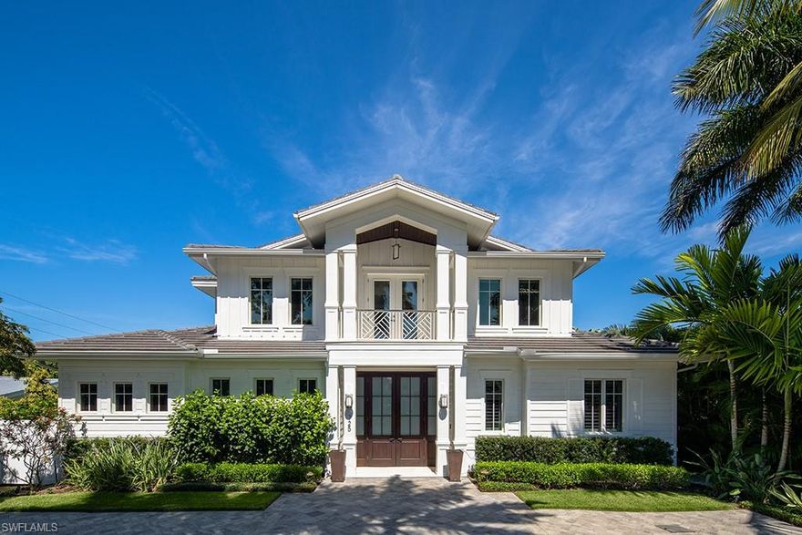 The perfect Old Naples home, creatively designed to live comfortably on one level for those in residence full-time, while providing four significant guest or family bedrooms on the second level of the home. The bright and open great room, adjacent to the kitchen and dining area, is located at the center of the home and flows seamlessly to the outdoor covered lanai. The spacious first-floor master suite is well appointed and is located just steps away from the exciting pool and spa area. A three-car garage, designed for convenience, is in close proximity to the kitchen and provides ample space for vehicles and storage. A wonderful opportunity to live nearby the 5th Avenue South Shopping and Dining District and all Old Naples has to offer!