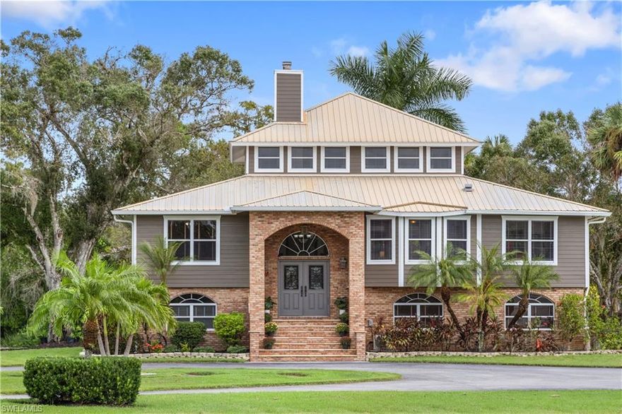 Welcome to 17301 Frank Rd! This stunning property offers a unique opportunity for those seeking space, tranquility and natural waterfront beauty. With 6 large bedrooms and 4 full bathrooms, this spacious home spans over 2900 square feet and is situated on an expansive 7.4 acre paradise. Gorgeous solid hickory cabinets and granite countertops accentuate the large kitchen with an abundance of windows allowing light to stream in the home. Enjoy the creek view all along the back of the home or the two screened porches. As you arrive, you first notice a stately metal gate with auto opener and start down the long paved driveway opening to pastures on both sides and majestic oak trees providing shade and adding to the overall charm of the estate. A separate pole barn and a detached 4-car brick garage provide ample storage space for animals, vehicles, equipment, or a workshop. Whether you're a car enthusiast or have other hobbies that require extra room, these additional structures offer flexibility and convenience.. Enjoy boating, fishing, turtle watching and the otters playing with the 450ft of shoreline along Hickey Creek which is navigable to the Gulf. Come see your new paradise found!