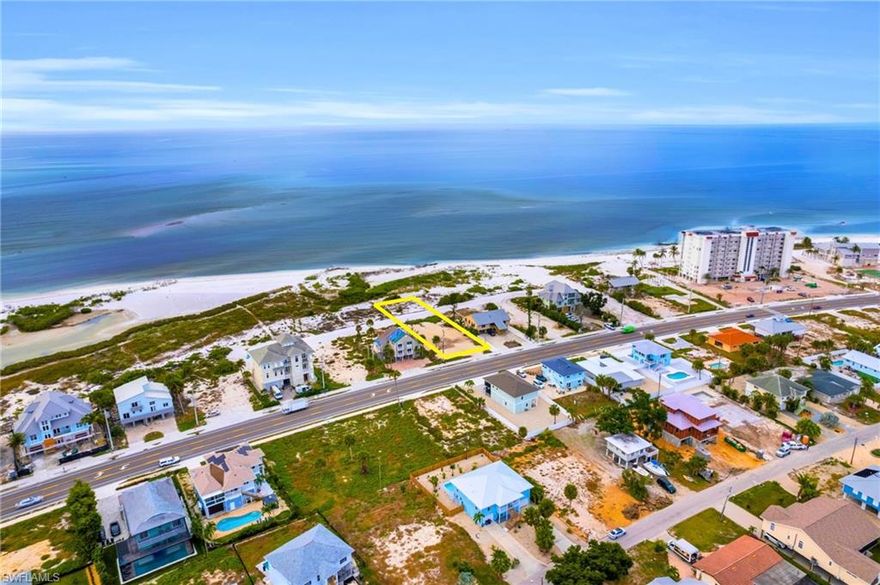 OVERSIZED GULF FRONT LOT!!! Exceptional 80 ft X 218 ft Gulf-front parcel presents a rare opportunity to build your dream coastal retreat. Builder Introductions Available. Nestled along the pristine shores of Fort Myers Beach. Boasting unparalleled panoramic views of the sparkling Gulf of Mexico and offering direct access to the powdery white sands, this property epitomizes luxury beachfront living. This property offers breathtaking, unobstructed views of the azure waters and stunning sunsets. The expansive lot offers ample space to design and construct a custom residence that captures the essence of coastal living. Imagine waking up to the sound of gentle waves and enjoying unparalleled sunsets from the comfort of your own home. Whether you're looking to build your forever home or considering as a second home, this lot holds tremendous potential for appreciation. Fort Myers Beach is renowned for its laid-back atmosphere, vibrant community, and a plethora of recreational activities from water sports to beachfront dining, this location provides the perfect blend of relaxation and entertainment. SAMPLE NEW CONSTRUCTION HOME RENDERINGS IN PHOTOS ARE NOT INCLUDED IN SALE PRICE OF THE LOT.