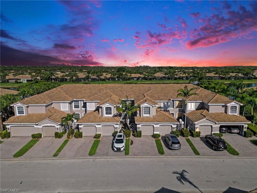 Experience the Active Club Lifestyle in this spacious first floor, 2-bedroom & 2-bathroom condo with a bonus den and a sought after one-car garage. Offered FULLY FURNISHED AND TURNKEY, it's ready for your immediate enjoyment! Perfectly situated this BUNDLED GOLF home grants access to numerous amenities including THE COMPLETELY REMODELED GOLF COURSE & PRACTICE FACILITY THAT IS NOW OPEN TO RAVE REVIEWS!   
Wake up to colorful sunrises or savor the majestic Southwest Florida sunsets on your private screened lanai overlooking a tranquil water fountain, accessible via three oversized sliding glass doors. Inside, enjoy spacious interiors, freshly painted in cool coastal colors , featuring stylish luxury vinyl plank flooring and ceramic tile flooring, a modern kitchen with stainless appliances and granite countertops, a formal dining room plus casual dining space plus the convenience of two full baths. The primary bedroom features 2 walk-in closets and an en suite bath and sparkling water views right outside your door.  The second bedroom with its double closet has an adjacent bath and will provide a comfortable and private space for your guests. The versatile den provides the ideal space for a home office, hobby room, or additional guest retreat. Spacious rooms, designer window treatments, ample storage, StormSmart Storm Protection remote operated screen on lanai, garage parking and in unit laundry makes this the perfect easy care home or home away from home for you!
As a Member, you will also have ACCESS to multiple renovated & lit TENNIS, PICKLE BALL & BOCCE COURTS. The remodeled Community Center has been fully re-imagined with a new meeting spaces for FUN & FELLOWSHIP and a state of the art, professionally staffed fitness facility. Miles of paved sidewalks and walking trails within a WILDLIFE PRESERVE exist within the neighborhood for abundant opportunities to enjoy nature's beauty. A recent impressive CLUBHOUSE RENOVATION has brought the Members & their guests AWARD WINNING DINING OPTIONS & a continuous slate of ENTERTAINMENT with fun filled events to fill your calendar. 
COME SEE FOR YOURSELF AND PREPARE TO BE IMPRESSED! The Award Winning Colonial Country Club is so close to everything but offers an oasis of tranquility and beauty within its' gates. An easy 15 minute ride to RSW. Less than 5 minutes to I-75. Minutes to SW Florida's best dining, shopping and beaches. Live where you play! You can be as busy or relaxed as you want to be. Start enjoying the good life today!
