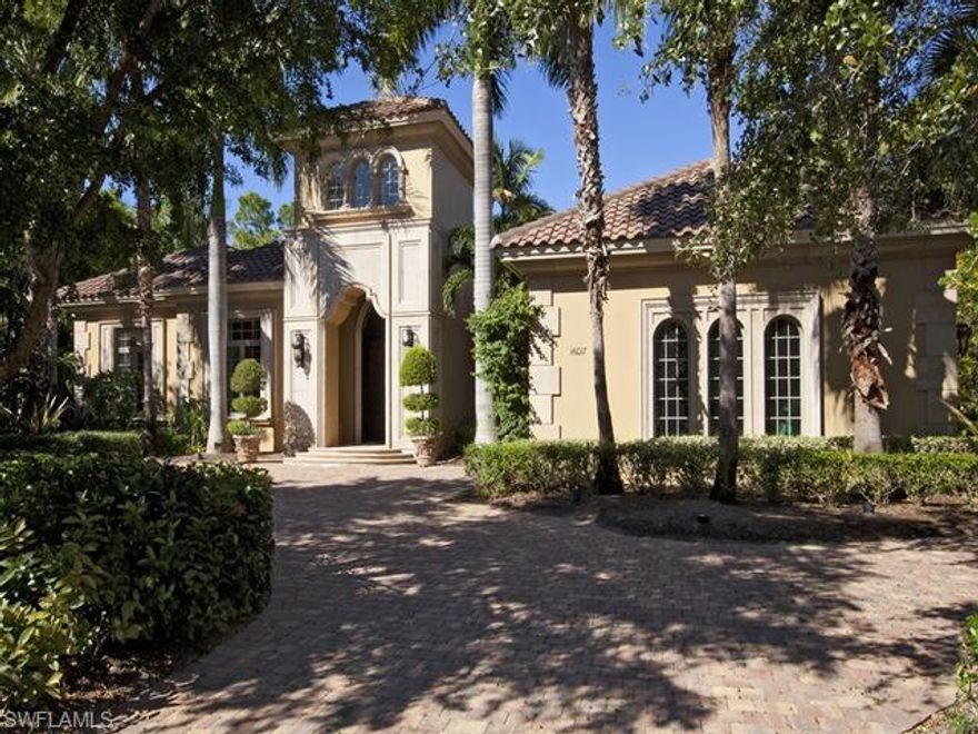 This fully furnished Vittoria-style is a former designer model with a beautifully landscaped courtyard, large stone fireplace and water feature. French doors lead to a gorgeous cabana suite with a large bedroom and sitting room equipped with refrigerator and wet bar, assuring privacy for your guests. This luxurious residence has an in-home massage room retreat off the master suite. The fourth bedroom/bath doubles as the media room adjacent to the study and billiard room. A gourmet kitchen with stainless steel appliances connects to the family room and breakfast room and provides easy access to the outdoor entertainment area. Other highlights include a climate-controlled wine room, formal dining room, stone flooring throughout the main area with intricate inlays, extensive coffered ceilings, Venetian plaster and faux painting. Entertain near the outdoor kitchen, heated pool and spa.