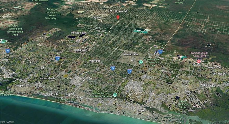 Over one acre of land to build your single family dream home.  With a depth of over 600' you will have plenty of room to spread out with lots of room for a swimming pool, Pickleball or tennis ct, garden, and lots of privacy Excellent location off Randall Blvd. with new luxury construction evident on both sides of 12th Ave. Avenue ends at canal, offering a more secluded neighborhood. As seen in the long aerial view, it is almost a straight shot to the Gulf of Mexico from this location. Opportunity is here in Golden Gate Estates! Just south of Randall Blvd provides access to the rapidly expanding section of Naples, FL,  NEW Publix, Chase Bank, ACE Hardware, McDonalds and more.  Vanderbilt Beach Road Extension project is expected to be completed summer 2026. Near Corkscrew Swamp Sanctuary and CREW lands for local outdoor recreational opportunities. Buyer to verify zoning, and use for their intended purposes. Make an offer today!