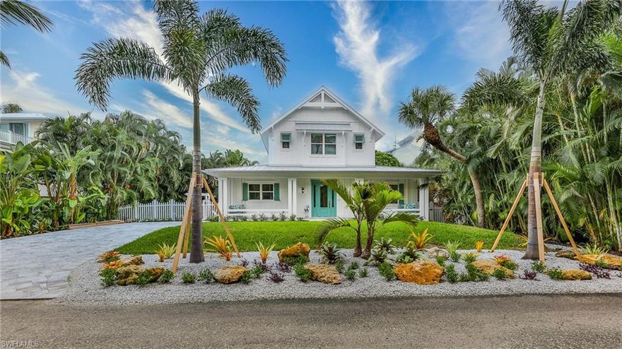 Charming coastal cottage on Captiva! 2020 custom built to current Cat 5 building codes and is now available. This home features 4 bedrooms plus 3 bath with a fenced pool area offering privacy in the heart of the desired Captiva village area. Short walk or bike ride to the beach, bistros, galleries and shops! The architectural details are impressive along with impact glass, standing seam metal roof, top of the line wood flooring, custom built staircase, bunk room, hi end finishes throughout. This charmer is known as "The Coral Cottage" and an excellent investment for a short term vacation rental, second home or future retirement. Don't miss this opportunity! Home did not flood or have any water damage. Sold partially furnished.