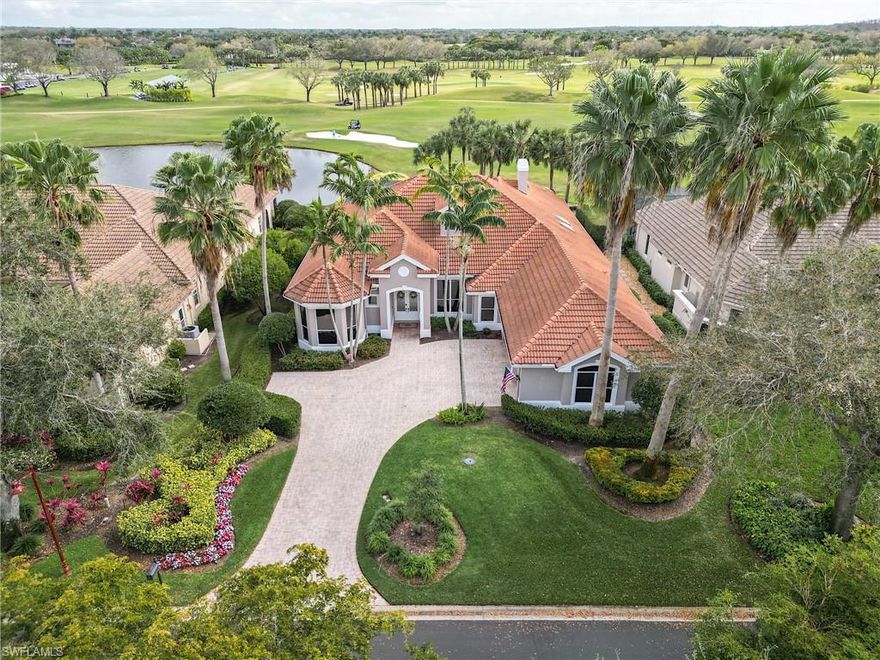 Meticulously maintained & updated Arthur Rutenberg custom home in the Summerfield neighborhood in Shadow Wood at the Brooks. Fabulous location within walking distance to the SW Clubhouse. Beautiful unobstructed wide-angle views of the lake and 18S fairway. Lifestyle membership to SWCC & Gold membership to The Commons Club are available but not mandatory. The Duval model features a split floor plan with 4 bedrooms+den, 4 (3/1) baths & 3 car garages. The open foyer leads to the dining & living room areas w/ 10' sliders opening onto the lanai. Large open kitchen, family & morning rooms. Custom cabinetry, granite & quartz countertops, upgraded appliances & center island enhance kitchen space. The Primary suite features a remodeled bath, 2 large custom closets & sliders exiting to the lanai. Entertain in style with resort style pool & spa w/outdoor kitchen & bar seating. Just a few of the many upgrades include 500 gal. propane tank w/ability to connect to natural gas, Kohler 22 KW whole house generator, Navien tankless water heater, motorized storm screens on sides and rear of lanai openings, newer screen cage w/3 picture windows, roof & gutters, 2 AC 20 seer systems & pool resurfaced.