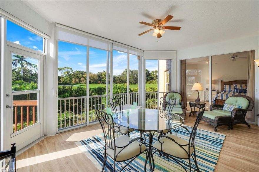Beautifully updated, this first-floor residence in Waterford at Bonita Bay offers sweeping golf course views that put you right in the action on the greens while maintaining a peaceful, private feel. Recent enhancements include new flooring throughout the main living areas and screened lanai, along with a remodeled kitchen featuring new countertops, updated hardware, and stainless steel appliances—creating a fresh, modern space. The thoughtfully designed layout features three bedrooms with each guest suite enjoying its own private bath and generous proportions in their own right. A two-car garage adds rare convenience and storage, allowing this condo to live with the comfort and ease of a single-family home. Residents of Waterford enjoy a private community pool and a prime setting within Bonita Bay, one of Southwest Florida’s most coveted communities. Bonita Bay offers tennis and pickleball, 12.5 miles of scenic walking and biking trails, a full-service marina, and a private beach park on the Gulf. There is also the optional membership to Bonita Bay Club, featuring five championship golf courses and world-class amenities. An exceptional opportunity awaits to enjoy updated interiors, captivating views, and a premier coastal lifestyle in Bonita Bay.