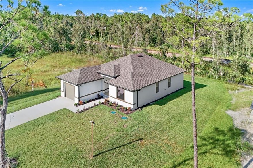 Seller is offering incentives towards buyers closing costs! Welcome to 12460 Catalina Dr, a brand-new Magnolia Model home built by AB Homes SWFL, offering the quality and craftsmanship you expect from your dream residence. This 3-bedroom, 2-bath property spans 1,345 sqft under air and 1,891 total sqft under truss, perfectly situated on an 11,899 sqft lot in desirable Punta Gorda, FL. Constructed to superior standards, the home features a 4-course stem wall foundation, 4,000 psi concrete slabs and beams—exceeding the industry standard of 2,500 psi—and wood-framed interior walls with studs 16 inches on center for enhanced durability. The exterior is finished with skip trowel textured stucco accented by custom banding and details, along with a wire mesh and fiber-reinforced concrete driveway. PGT impact windows and hurricane-rated impact doors provide exceptional storm protection, eliminating the need for shutters or boarding.
Inside, the light skip trowel drywall finish creates a clean and modern aesthetic. Trim work consists of flat stock 1x6 and 1x8 solid wood (not MDF), paired with solid core shaker-style doors throughout the home. The kitchen showcases 3cm Level 4 granite countertops, maple-faced plywood cabinetry with 36-inch uppers, and LG smart appliances that blend performance and style seamlessly. Both bathrooms are finished with USA-made porcelain tile, including mosaic accents in the primary bath. The master shower features 3/8-inch frameless clear view glass, while the guest bath offers an ADA-compliant Proflo porcelain-enameled steel tub. All plumbing fixtures, handles, and hinges are finished in brushed nickel, including premium Moen fixtures and Kwikset hardware.
Additional interior features include his-and-hers built-in closets in the primary suite, commercial-grade 5.0mm/12mil wear layer waterproof luxury vinyl flooring with a lifetime warranty and vapor barrier, LED recessed lighting and front soffit lights, and a Comfort Maker 2.5-ton 14.3 SEER2 heat pump AC system.
The property is equipped with a 4-inch well at 228 feet deep with 180 feet of PVC casing, a water heater, and a GAF Golden Pledge roofing system that includes a 25-year workmanship warranty, lifetime shingle coverage, and 25-year algae protection. For added convenience and peace of mind, this home comes complete with a survey, elevation certificate, wind mitigation report, and an insurance quote ready to go. Located in Punta Gorda's Tropical Gulf Acres, the property offers no HOA dues and is not located in a flood zone.