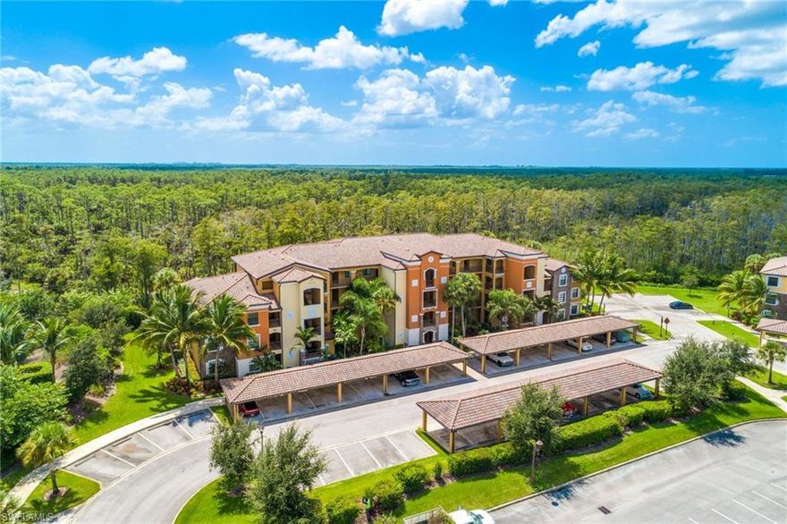 Now this is an opportunity. Ready to enjoy turnkey furnished condo with Treviso Bay TPC golf and resort club memberships INCLUDED. Unlimited play on the TPC golf course. 2 bedroom, 2 bath, assigned covered parking space, tastefully furnished. All kitchenware, bedding, and accessories included. Assigned storage unit. Southern exposure. Enjoy the serene setting overlooking the Rookery Bay national estuary. Close to pool. Great rental history. Close to 5th Avenue, downtown Naples, and beaches. Priced to sell.