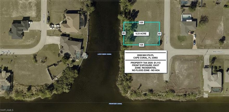 Beautiful waterfront homesite offering serene water views and a peaceful setting to build your dream home. Situated on a quiet residential street in a fast growing area of Cape Coral with newer homes nearby and ongoing development throughout the neighborhood. Convenient access to main roads, making it easy to reach shopping, dining, schools, and everyday essentials. Enjoy the Florida lifestyle with boating, fishing, and outdoor living right from your backyard. Great opportunity for investment or future development in a desirable location. Seller also offers the adjacent lot at 2012 NW 6TH PL CAPE CORAL FL 33993, presenting a rare opportunity to expand your footprint or build a larger estate.