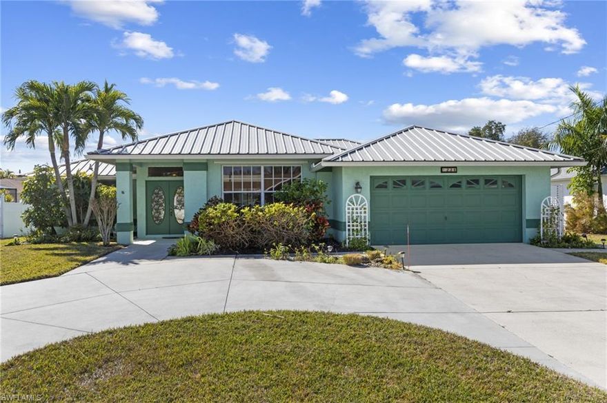 Welcome home to this bright and inviting 3 bedroom, 2 bathroom property in a convenient Cape Coral location with no HOA. Soaring vaulted ceilings and abundant natural light create an open, airy feel from the moment you arrive. A newer HVAC system adds comfort and peace of mind year round.

The spacious living area flows seamlessly into the kitchen, where you’ll find stainless steel appliances, a breakfast bar for casual meals, a built-in desk area, and plenty of room for a dining table. Whether you’re hosting friends or enjoying a quiet evening at home, this layout makes everyday living comfortable and easy.

The split bedroom floor plan offers privacy, with a generous primary suite tucked away on its own side of the home. Enjoy private access to the lanai, dual sinks, a glass-enclosed shower, and large walk in closets that provide plenty of storage. Two additional bedrooms share a full bath, giving everyone their own space. A dedicated laundry room with utility sink adds extra convenience.

Outside, an expansive screened lanai and additional patio space overlook a spacious backyard. The yard features a raised garden bed and a lighted water fountain, creating a peaceful setting to relax or entertain.

A circular driveway, two car garage, and close proximity to shopping, dining, and everything Cape Coral has to offer complete the package. This home offers comfort, space, and a location that makes daily life easy!