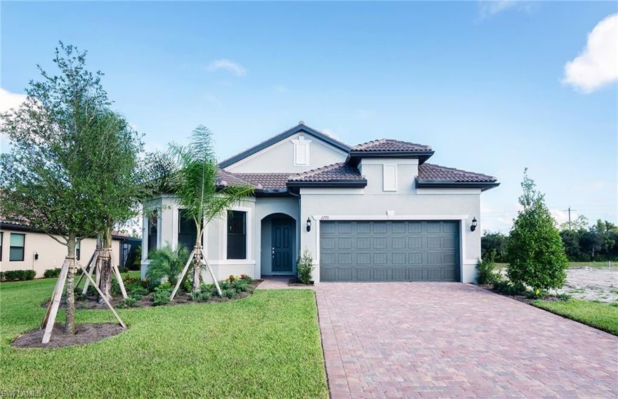 This 3,077 square foot Summerwood features 3 bedrooms plus a den, a loft, a 3 baths.  There is a 
large kitchen island with open floor plan, features stainless steel appliances,tile floors in living and dining areas, quartz counter tops in kitchen & baths, zero-corner sliding doors, large walk-in owners
suite shower, beautiful water view, pool and spa with cage and paver pool deck and pre-plumbing for outdoor kitchen. Completion in July. Please note that similar model pictures shown are for illustration purposes only, options may vary.