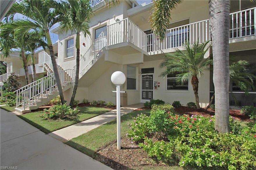 First floor condo with a den……and it comes furnished as well. Out the back lanai is a water and golf course view with no intruding cart path. This home comes complete with an electric storm shutter protecting the lanai. 9 foot ceilings help brighten up this home. The a/c was changed 2015. Country Creek is a wonderful resort community with bundled golf and low cart fees, tennis courts with men's and women's leagues along with bocce and bocce leagues. There is a beautiful clubhouse with restaurant and activities for everyone. Country Creek is close to the library, Florida Gulf Coast University, 2 huge malls, a community park, more restaurants than you can visit in a season, the airport and a unique state park. Priced to sell.