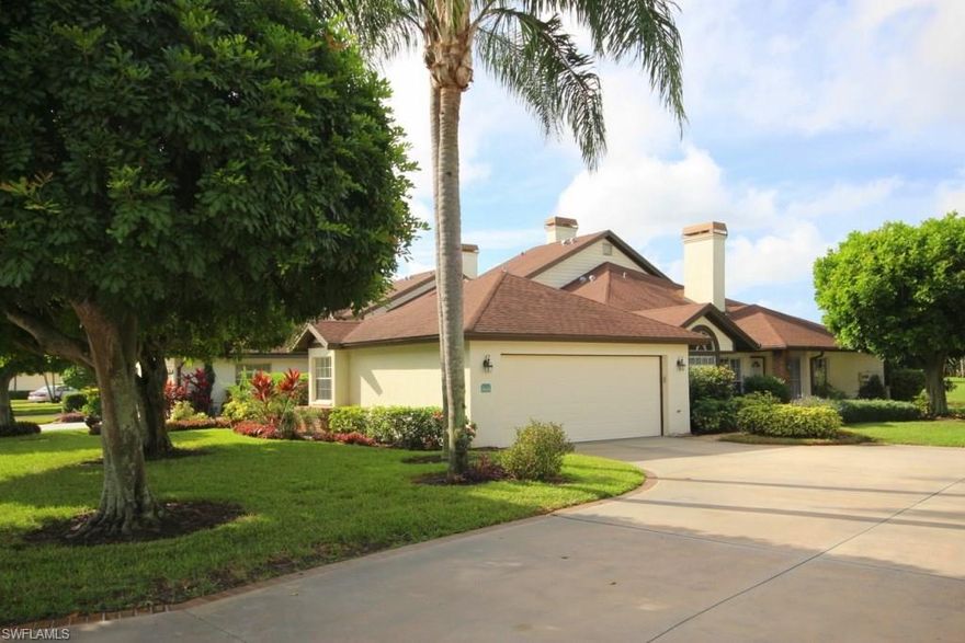 Welcome to The Vines at Estero Country Club, centrally located just off 41. This stunning remodeled villa in the Lost Creek section of the community is move-in ready on a perfect lot, overlooking a sparkling lake and the golf course beyond that. This large two bedroom villa would make the perfect getaway or full time home, with 1700 spacious square feet under air. Natural light fills the home, and really brings the outside in. The kitchen and baths have all been remodeled, the whole home was just painted with neutral tones, new wood look floors have just been installed...all you need to do is bring your things! The floorplan flows wonderfully, there are vaulted ceilings throughout, TWO screened lanais...this is a special home. Estero Country Club offers a wonderful lifestyle and very reasonable fees. This light, bright, move in ready home is just what you've been looking for. Come grab your piece of paradise today!