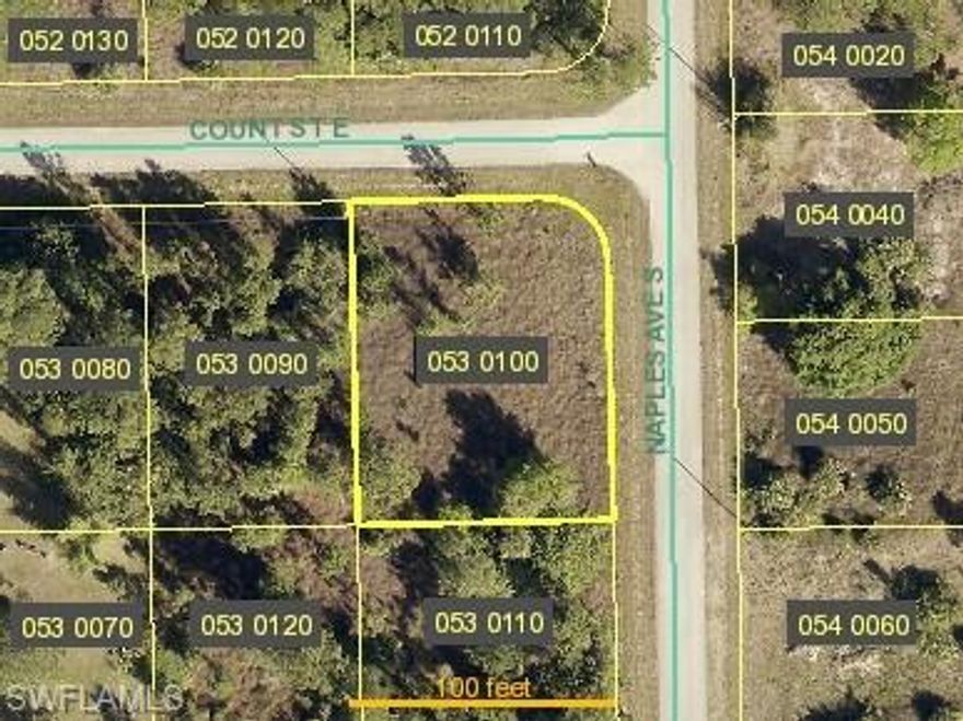 FOR SALE!!! CORNED LOT located in a quiet area in Lehigh Acres. Offering an essay access to SR-82 and just a brief drive away from from Southwest Florida International Airport, Amazon Warehouse, Gulf Coast Town Center Mall, FGCU University, restaurants and entertainments. NOT FLOOD ZONE. Don't miss out on the opportunity to build your new Dream Home in this exceptional neighborhood. Next lot is also for sale with the same seller.