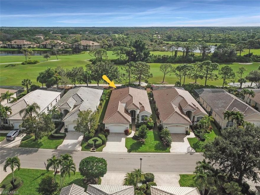 E-Z-2-C!! Popular St Tropez floor plan at Capri at Pelican Landing with sunrise views overlooking the 14th fairway of the magnificent Gator Course. You'll want to see this spacious home first! From the moment you enter the foyer you'll be greeted by the light and bright living area with a view of the covered lanai and pool area. The great room and kitchen feature high ceilings and a spacious layout for casual Florida living. Enjoy the pool & outdoor areas for relaxing and entertaining. You’ll appreciate the new roof, newer appliances & A/C system. Located in the center of the community and ready for immediate occupancy!  The Pelican Landing amenities include the private water taxi to the residents-only Beach Park Island, tennis center, extensive fitness center, Bocce, Pickleball & nearby boat ramp. Within the gated & security patrolled community and located minutes to Coconut Point Mall, the Promenade Shops for fine dining, entertainment & shopping and the sugar sand Gulf of Mexico beaches! a detailed video on YouTube (click on virtual tour link above.)  Ask about golf at Pelican Nest and special financing available! Community details online on Pelican Landing & Nest Golf websites.