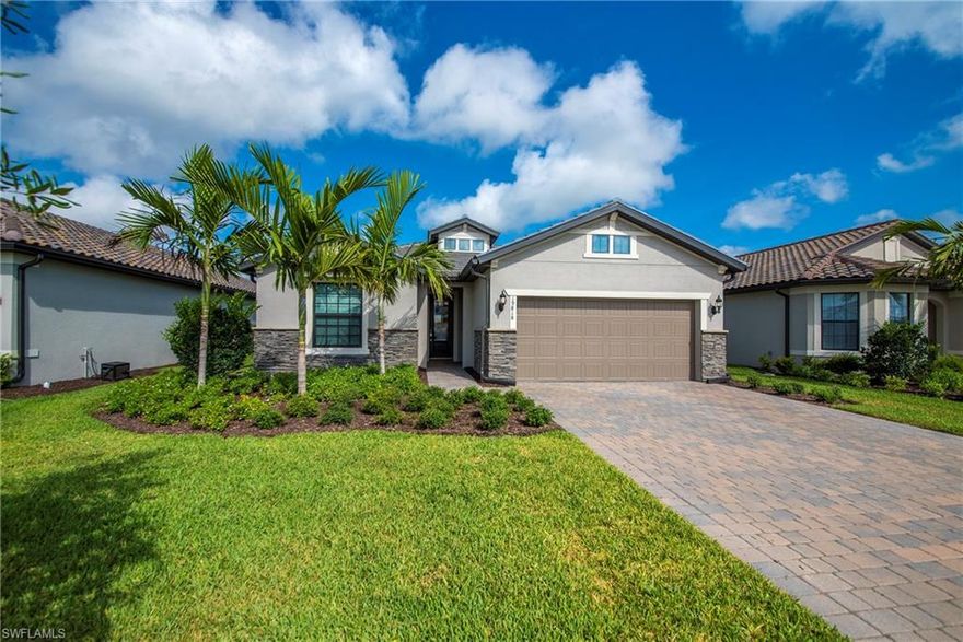 This beautiful Pulte Summerwood floor plan will be ready for its new owner. Gorgeous Lake views from the expanded lanai perfect for a BBQ and room to add a pool.  Interior upgrades include French doors on the den, 42" white kitchen cabinets, Upgraded backsplash and quartz counter tops through out. Electric storm shutters on doors and impact glass windows .This home is being offered furnished. The Place at Corkscrew features resort style amenities including a pool side restaurant, ice cream parlor/cafe in marketplace,  resort style pool with 100-foot long water slide, fire pit areas, tennis, pickleball and much more! Home is currently tenant occupied with limited showing times due to COVID. leased through June of 2021. Call for more information!