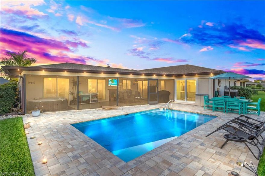 Exceptional 3-bedroom, 2-bath pool home with a 2-car garage, meticulously maintained and thoughtfully updated for effortless Florida living. Recent enhancements include a sparkling pool, new fencing, pavers, updated flooring, a renovated bathroom, and an updated kitchen, combining modern style with everyday comfort. Situated across from Gulf Access properties, this home enjoys a peaceful, low-traffic setting while remaining just minutes from shopping, medical facilities, entertainment, and the Mid-Point Bridge. Inside, the home is bright and inviting, featuring a flowing floor plan designed for both comfortable daily living and entertaining. Highlights include a spacious family room with a slate fireplace, generously sized guest bedrooms with walk-in closets, and formal living and dining areas. Step outside to your expansive backyard oasis, complete with a private pool perfect for relaxing or entertaining. The large fenced yard provides plenty of space for outdoor activities, gardening, or play, surrounded by mature trees and a sprinkler system for easy maintenance. The lanai with pass-through window adds an ideal spot for gatherings and al fresco dining. All assessments are paid. This home combines thoughtful updates, a prime location, and a stunning outdoor living space—a rare opportunity that’s truly worth seeing in person.