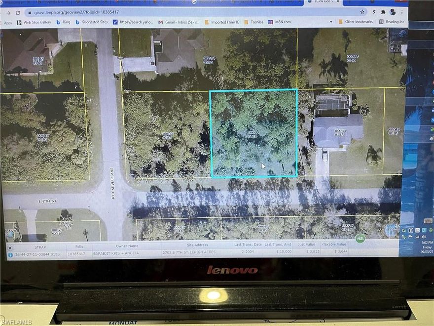 1/4 Acre Lot in Lake Camille Area within access to Shopping and main highways and Downtown Lehigh Acres, and Fort Myers